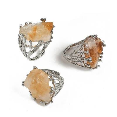 Nuggets Natural Citrine Finger Rings