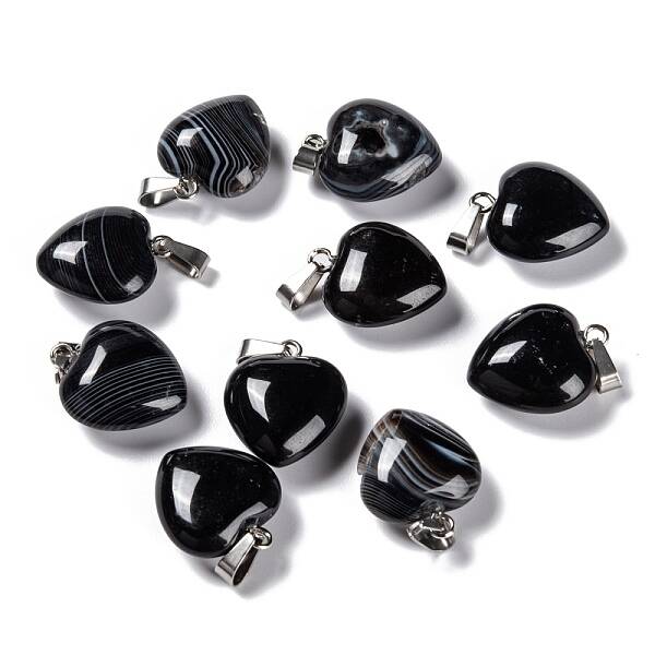 Natural Dyed & Heated Black Agate Pendants