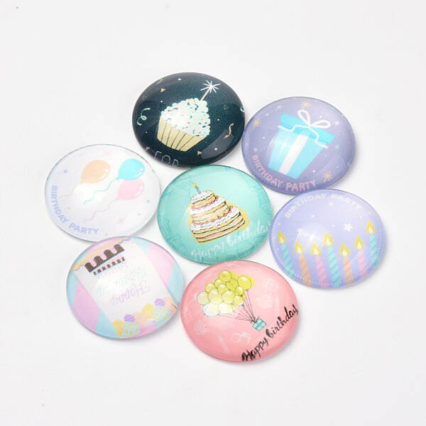 Printed Glass Flat Back Cabochons