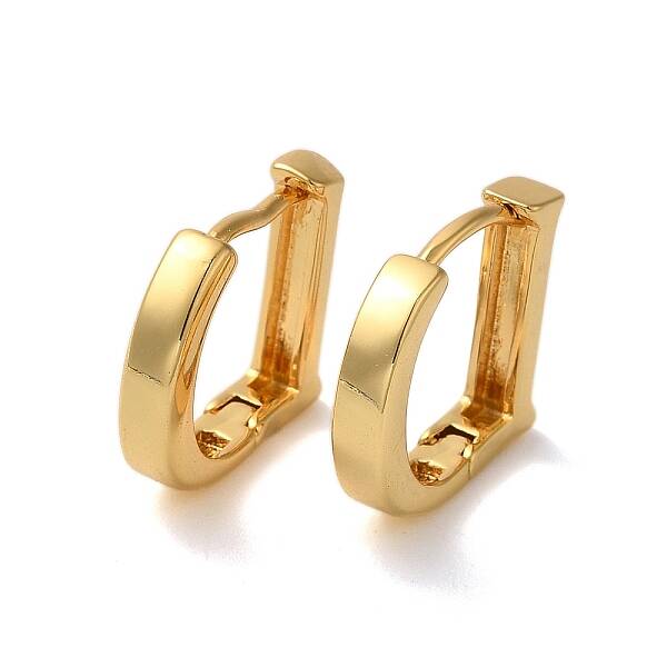 Rack Plating Brass D-Shapes Hoop Earrings