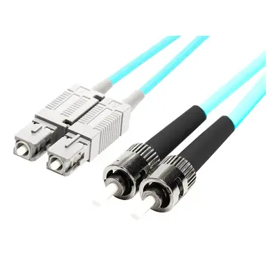 45927 Monoprice MM OM4 Fiber Optic Cable SC-ST UL 3mm 50/125 OFNR Duplex Aqua 15m