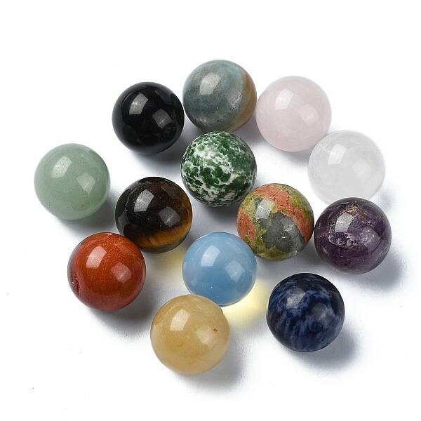 Natural & Synthetic Mixed Gemstone Round Ball Beads