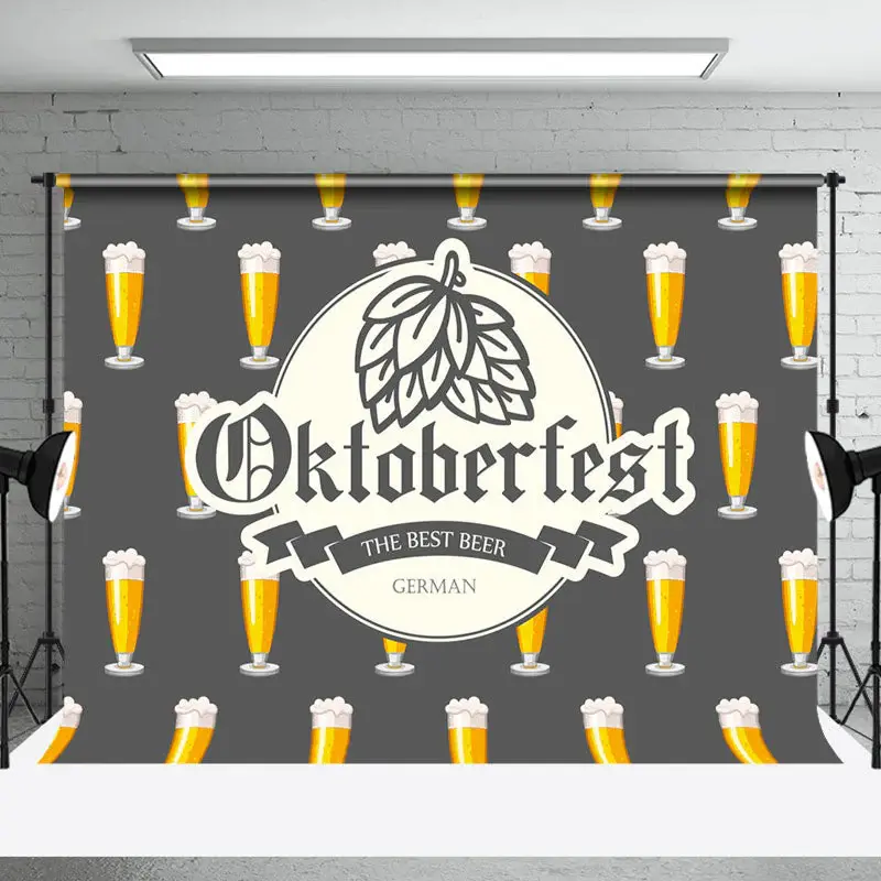 Grey The Best Beer German Oktoberfest Party Backdrop