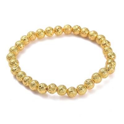 Electroplated Natural Lava Rock Beads Stretch Bracelets
