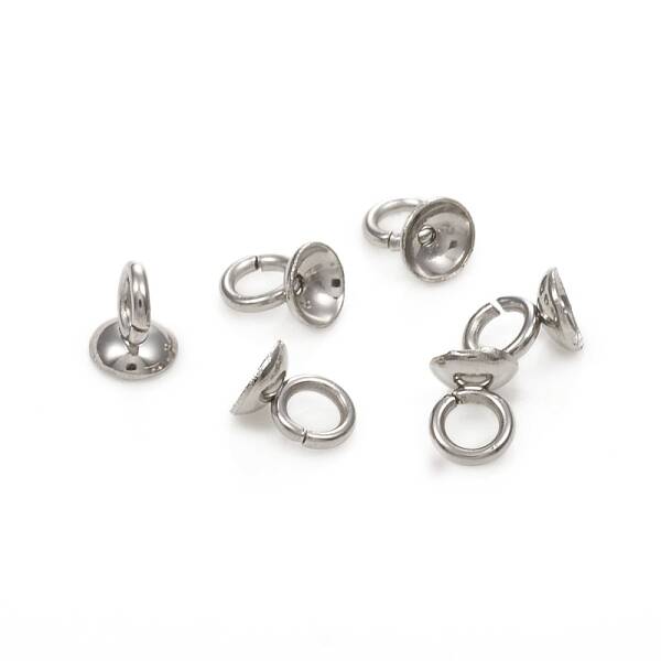 201 Stainless Steel Bead Cap Pendant Bails