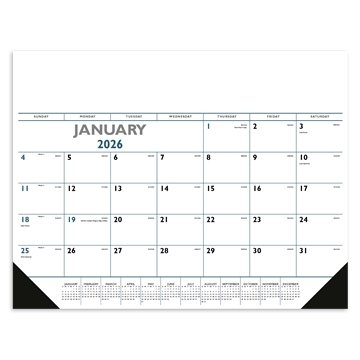 25 Promotional Blue & Black Desk Pad with Vinyl Corners - Grid & ...