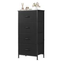 SweetDreamy House Dresser for Bedroom, 4 Storage Drawers, Tall Fabric Closet Chests Organizer Tower Furniture with Wooden Top...