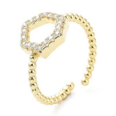 Rack Plating Brass Micro Pave Cubic Zirconia Open Cuff Rings