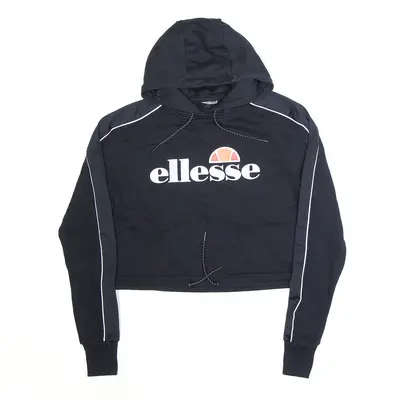 ELLESSE Cropped Black Pullover Hoodie Womens S