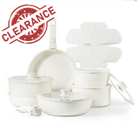 【Clearance-The Last Chance】 CAROTE 11/18pcs Detachable Handle Nonstick Cookware Set, White/Black/Red, Pots and Pans, Oven...