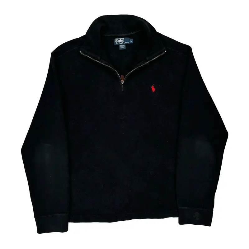 Polo By Ralph Lauren 1/4 Zip - Large Black Cotton