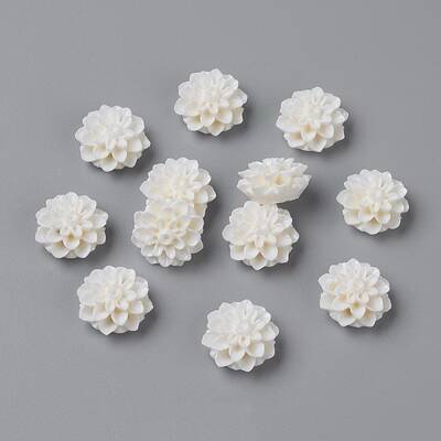15MM White Flower Resin Cameo Cabochons for Finger Ring Making
