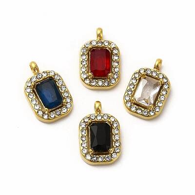 PVD Vacuum Plating 304 Stainless Steel Cubic Zirconia Pendants