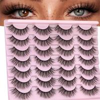 Cat Eye False Eyelashes for Diy Eyelash Extensions, 14 Pairs Wispy Curling Faux Cluster Lashes, Natural Look Eye Makeup Strip...
