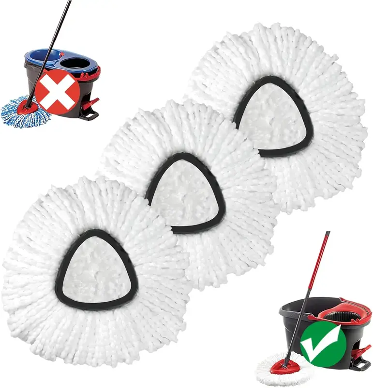(Fit 1-Tank System Only) Mop Replace Head, 3 Pack Spin Mop Replacement Head Easywring 1-Tank System, Easy Cleaning, Microfibe...