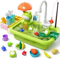 Play Sink with Running Water, Electric Faucet, Play Food, Kitchen Accessories, Pool Floating Fishing Toys for Water Play, Pre...