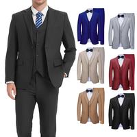 Three Piece Men's Boutique Suit V-Neck Design Gentlemanly Style Excellent Material Best Gift for Men Suitable for Parties Wed...