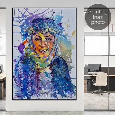 Custom Portrait Paintings From Photo Abstract Colorful Woman Oil Painting Figurative Handmade Art Wall Decor | PAINTING FROM ...