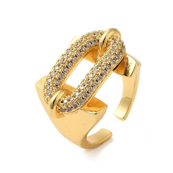 Adjustable Brass Micro Pave Clear Cubic Zirconia Open Cuff Rings for Women