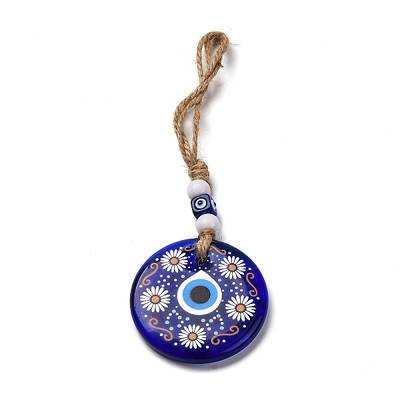 Flat Round with Evil Eye Lampwork Pendant Decoration