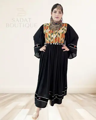 Black Afghan Beaded Maxi