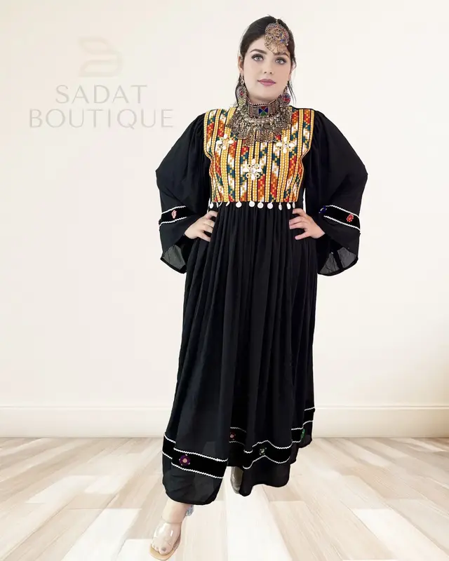 Black Afghan Beaded Maxi