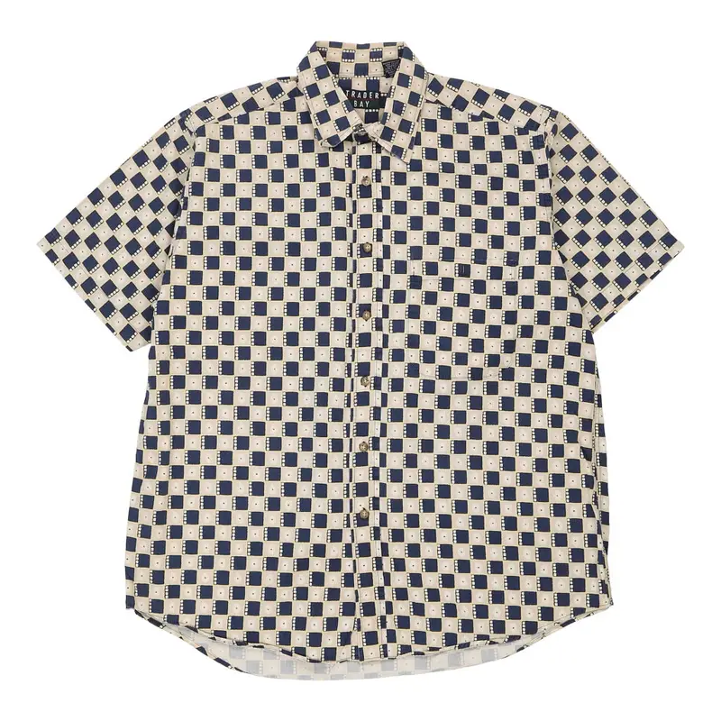 Trader Bay Checked Short Sleeve Shirt - Large Cream Cotton