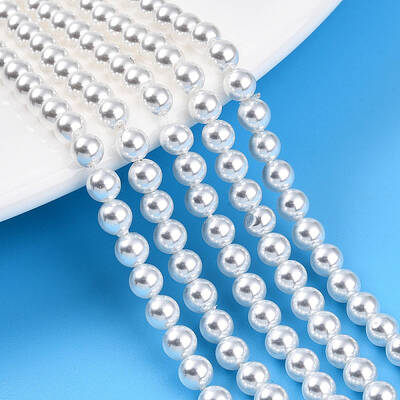 Baking Painted Pearlized Glass Pearl Bead Strands