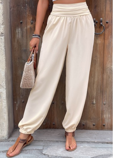 Modlily Skin Color Jogger Elastic Waist High Waisted Pants - M