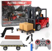 Electric RC Forklift Truck, RC Crane Truck, Engineering Toy Truck, Rechargeable Battery with Water Spray and Lights Sound Eff...
