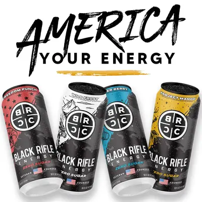 Black Rifle Energy | Zero Sugar Energy Drink, 200mg Caffeine, 16 fl oz can (Pack of 12)