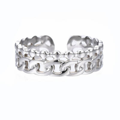 Non-Tarnish 304 Stainless Steel Curb Chain Open Cuff Ring