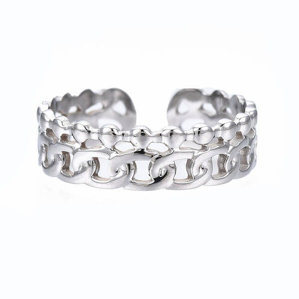 Non-Tarnish 304 Stainless Steel Curb Chain Open Cuff Ring