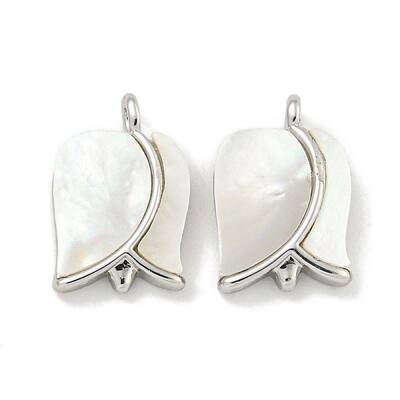 Brass Pave Sea Shell Rose Flower Charms