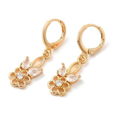 Rack Plating Golden Brass Dangle Leverback Earrings