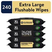 (W)DUDE Flushable Wipes, Extra Large Shea BUTTer Smooth Wet Wipes, 240 Count