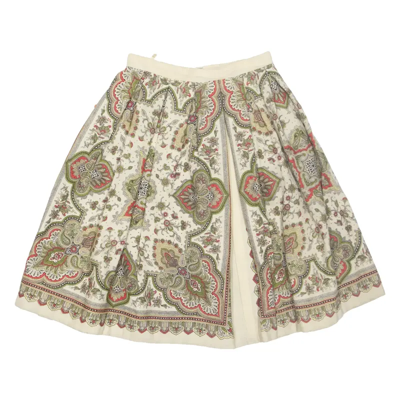Womens Swing Skirt Beige Midi Crazy Pattern S