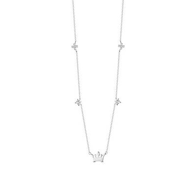 925 Sterling Silver Necklace with Crown Pendant