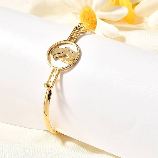 304 Stainless Steel Flat Round Link Bangles for Women