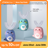 D Kids Electric U Shaped Toothbrush Children Rechargeable Sonic Toothbrush Toddler baby toothbrushes with2-4 Brush Heads Full...