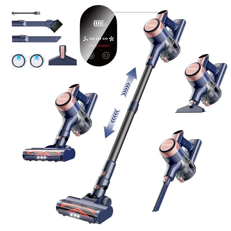 Homeika Cordless Vacuum Cleaner, 300W 23KPa Lightweight Stick Vacuum with 48mins Runtime Battery, 3 Suction, LED Display, Pow...