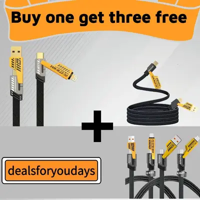 [Buy 1 Get 3 Free] 4-in-1 Multi USB Charging Cable with USB A Type C Lightning MAX65W Fast Charging Portable Adapter Android ...