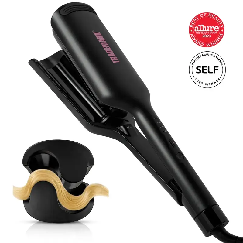 Trademark Beauty Babe Waves X Premium Hair Waver 2 Barrel Curling Iron 1.25 Quick Heat Adjustable Temperature Perfect Loose...