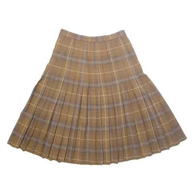 JAEGER Womens Pleated Skirt Brown Midi Wool Check UK 16