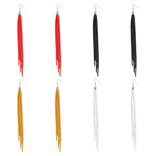 4 Pairs 4 Colors Faux Suede Tassel Earrings