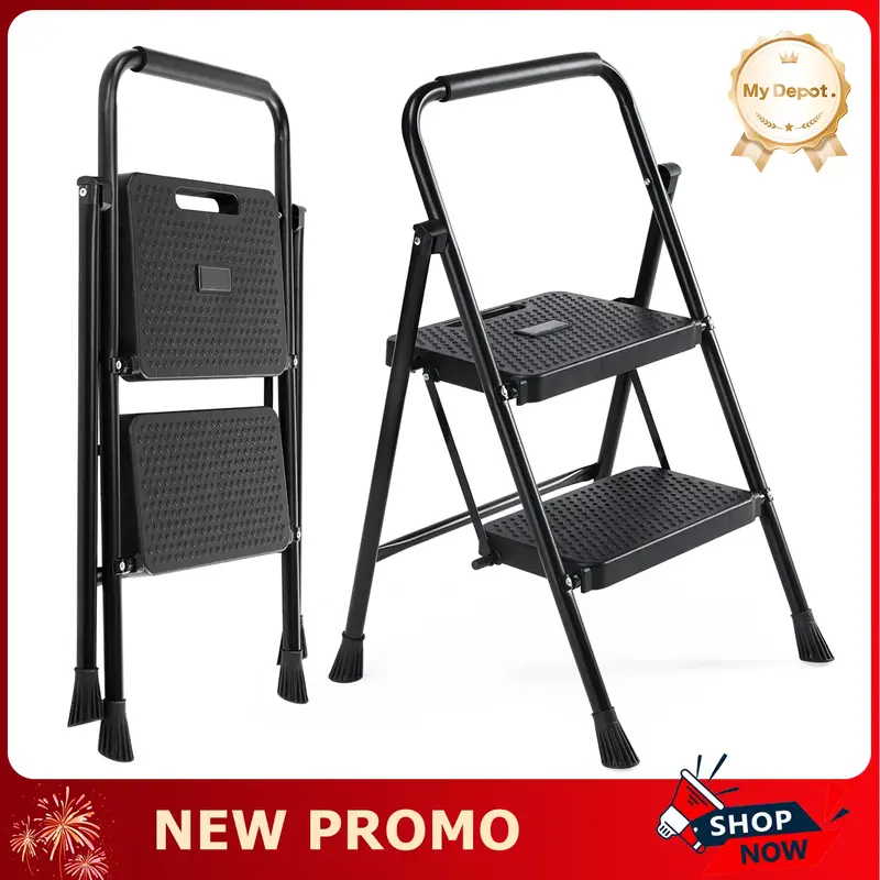 [Deal] Heavy Duty Step Ladder, Lightweight Foldable Stool for Adults, Small Ladder Portable Ladders with Sturdy Construction ...