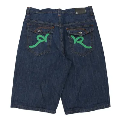 Rocawear Embroidered Denim Shorts - 37W 15L Blue Cotton