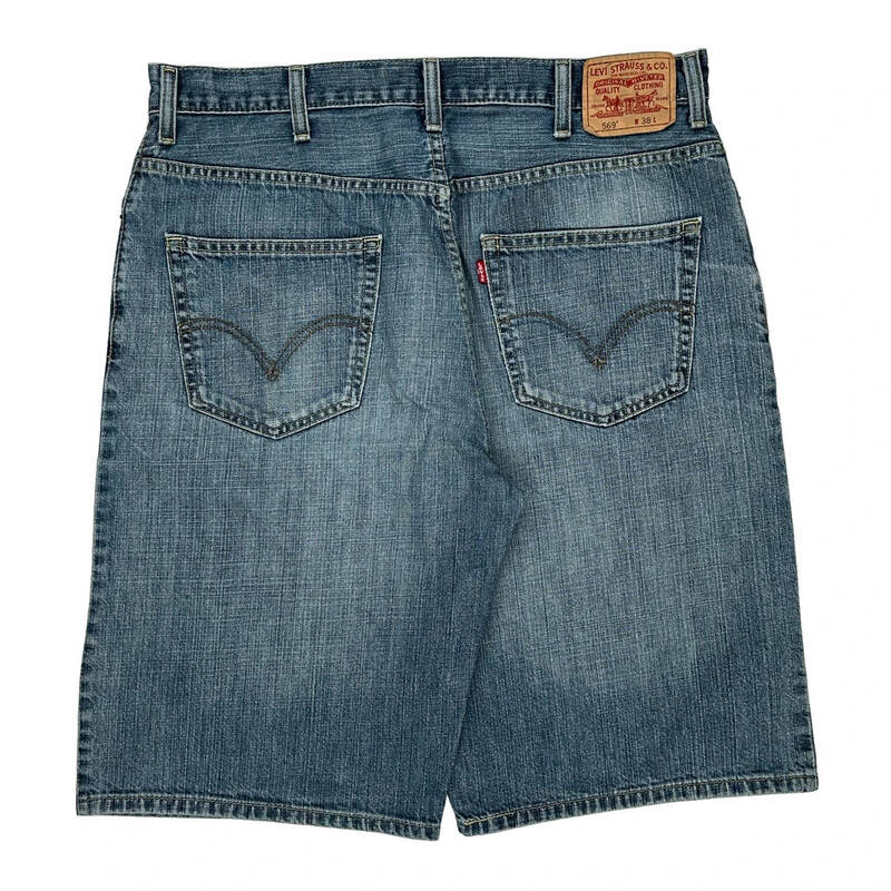 569 Levis Baggy Denim Shorts - 38W 12L Blue Cotton