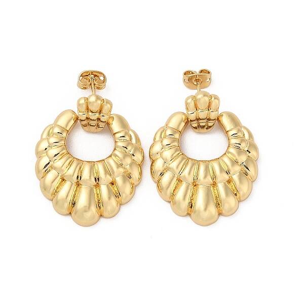 Real 18K Gold Plated Brass Dangle Stud Earrings
