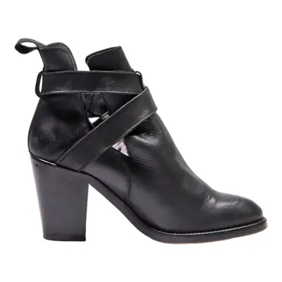 Ankle Boots Black Leather Womens UK 7